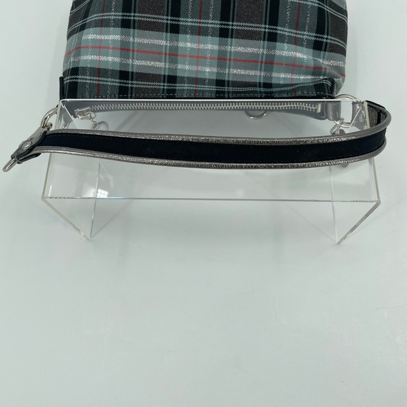 Coach Poppy Tartan Plaid Graffiti Blue Silver Shoulder Bag Wristlet - Picture 6 of 16